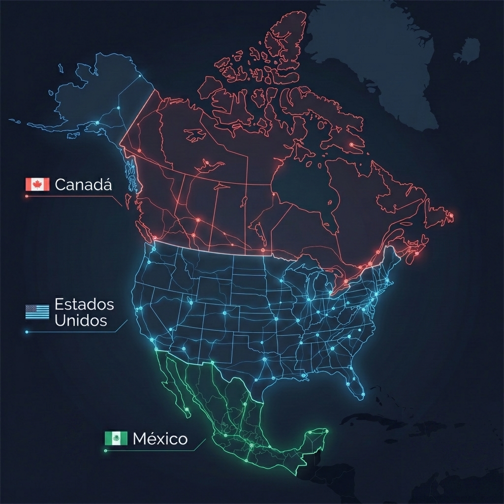 Mapa de Alcance e Impacto Regional - México, Estados Unidos y Canadá